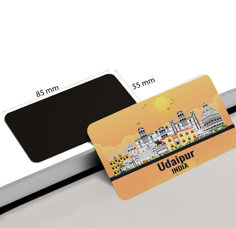 dhcrafts Rectangular Rubber Fridge Magnet / Magnetic Card Orange India Udaipur Design Pack of 1 (8.6cm x 5.4cm)